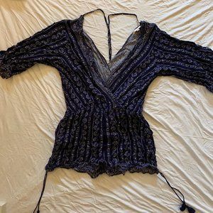 Skies Are Blue Navy Paisley Romper